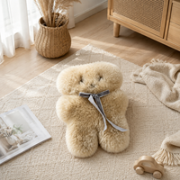Tapis en peau de mouton naturelle de qualité supérieure, doux et moelleux, pour animaux en peluche et ameublement automobile