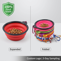Bols pliables en silicone pour animaux de compagnie avec logo personnalisé - Sans BPA, qualité alimentaire, pliables, pour voyage, eau et nourriture - Prix usine