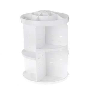 Acrílico blanco almacenamiento + cajas organizador 360 rotar plástico cosmético + cajas contenedor maquillaje productos de almac - Product Image 3