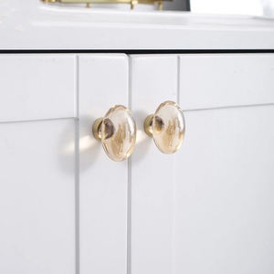 Kitchen Home Bedroom <strong>Cabinet</strong> Drawer Transparent Olive Design Crystal Oval Chrome <strong>Knob</strong> KOSIN CHINA - Product Image 1