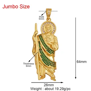 Unique Religieux Jésus <span class=keywords><strong>Sainte</strong></span> <span class=keywords><strong>Vierge</strong></span> Marie Amour Coeur Charms <span class=keywords><strong>Pendentif</strong></span>, Plaqué Or 18K Micro Zircon Bijoux Collier Fournitures K31 - Product Image 4