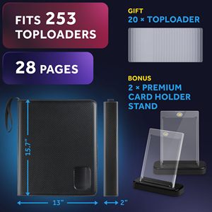 Carpeta para Tarjetas Top Loader con Capacidad para 289 Tarjetas, 20 Fundas Protectoras y Carpeta de PU con Acabado Negro Carbón - Product Image 5