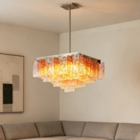 JYLIGHTING Lustre suspendu carré en acier inoxydable et verre, sur mesure pour hôtel et maison entière