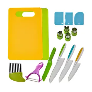 OEM & ODM Vegetable safety cake kitchen toys cooking set Hands Free Plastic Children's Fruit Knife Suit