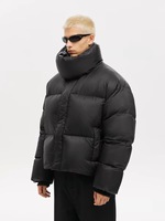 Veste matelassée réversible coupe-vent épaisse à capuche avec motif lettres et logo frontal, col montant, pour homme, personnalisable OEM, idéale pour l'hiver