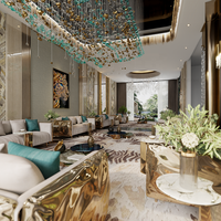 Meubles de villa haut de gamme de luxe, fabricants turcs, ensemble de canapés en cuir de luxe avec rendu 3D, design d'intérieur