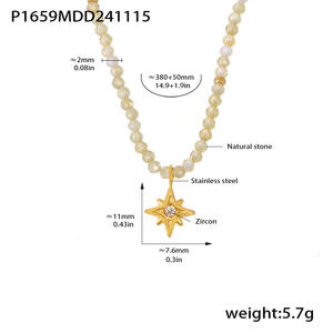 Collar con colgante de estrella dorada de acero inoxidable y piedra natural al por mayor para mujer - Product Image 4