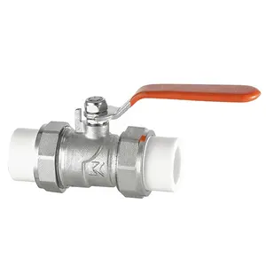 PPR40 Nichel Placcato Manuale Modulante Idraulico di Controllo Maniglia 2 Way Inline Dn32 Doppio Vera Unione Valvola a Sfera in Ottone per Acqua