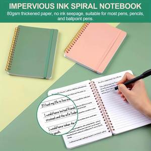 Carnets de notes A5 à spirale lignés, avec couverture en cuir imperméable et reliure thermique, en cuir PU mat pour l'école - Product Image 3
