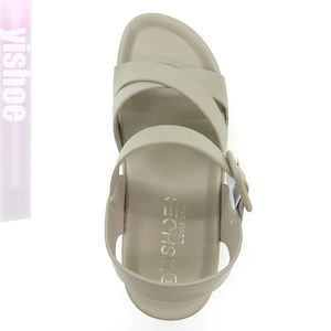 Sandali con Zeppa da Donna con Cinturino alla Caviglia, Decorazione con Fibbia, Punta a Spillo, Punta Aperta, Stile per Pendolarismo e Vacanze, Colore Unico - Product Image 4