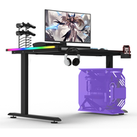 Nouveau bureau d'ordinateur en forme de L lumière RVB bureau PC Table de course bureau de jeu noir Table d'ordinateur de grande taille