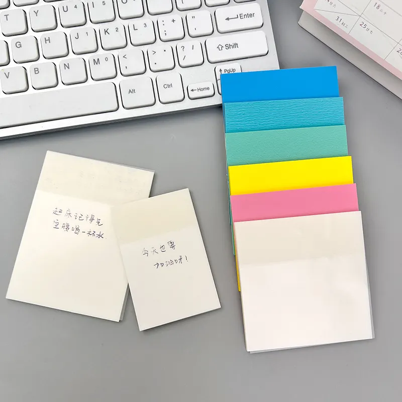 Venda quente Transparente Sticky Notes Stickers index Postou It Custom Logo Imprimir Colorido Pet Memo Pad Papelaria Material Escolar