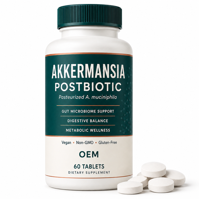 Akkermansia Muciniphila Tablets for Daily Digestive Wellness Routines with Postbiotic Fiber Support Private Label OEM Supply