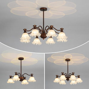 Lámpara de Techo Estilo Retro Francés de Mediados de Siglo, para Sala de Estar, Dormitorio, Comedor, con Control Remoto LED Marrón - Product Image 3