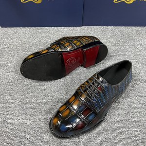 Zapatos Formales de Hombre en Cuero de Cocodrilo Genuino con Degradado de Color |   Zapatos de Vestir de Lujo Brillantes en Dos Tonos |   Zapatos Oxford de Oficina de Talla Grande - Product Image 3