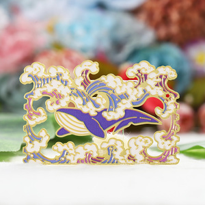 Marcapáginas personalizado bonito hueco chapado en oro personalizado Anime dibujos animados <span class=keywords><strong>ballena</strong></span> Metal Aleación de Zinc marcapáginas esmalte - Product Image 3