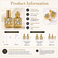 Flacons roll-on carrés en verre avec cadre doré de luxe, 10 ml, pour huiles essentielles et parfums