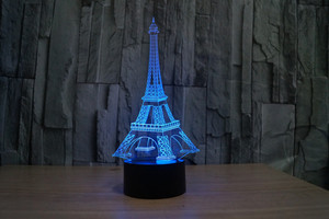 3D Visual <strong>Eiffel</strong> <strong>Tower</strong> LED Lights Seven Color Change Bedroom Light Bedroom Small Desk <strong>Lamp</strong> Souvenir