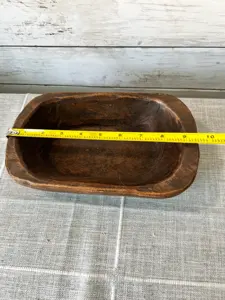 Cuenco de almacenamiento y servicio de pan ovalado rústico de madera Natural hecho a mano, acabado liso para uso en el hogar y restaurante - Product Image 5