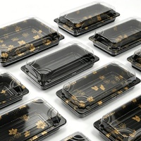 Boîte d'emballage alimentaire jetable rectangulaire en PVC/PET/PP de 6 pouces, écologique, de qualité alimentaire, pour sushis, impression de logo personnalisée, personnalisable