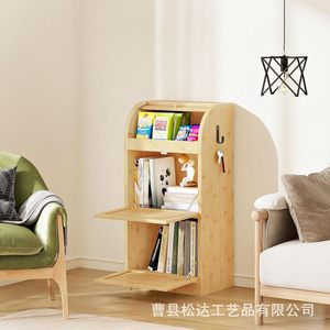 Modern minimalist wooden storage rack, multi-layer floor-<b>standing</b> storage rack, solid wood kitchen fruit and <b>vegetable</b> storage - Product Image 2