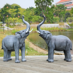 Sculpture d'éléphant sauvage grandeur nature en fibre de verre pour musée, décoration de jardin et pelouse, ornements, fabrication OEM - Product Image 4