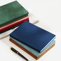 Cahiers à couverture rigide en cuir PU pour usage professionnel ou scolaire avec porte-stylo gauche, style vintage, reliure cousue, matériau PP