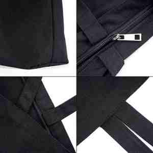 Sac fourre-tout en toile de coton noir et blanc, grande taille 12 oz, personnalisable pour la plage, les pique-niques, le fitness, les courses, avec bandoulière - Product Image 2