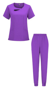 Uniformes de gommage à manches courtes avec fentes latérales Ensembles de gommage tissés féminins pour les cliniques hospitalières et l'usage médical - Product Image 5