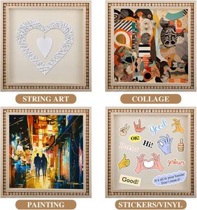 DIY Crafts Painting <strong>Wood</strong> Canvas <strong>Panels</strong> <strong>Unfinished</strong> Boards Square Plaques Wooden Blank Framed Signs - Product Image 3
