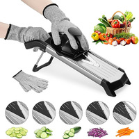 Roestvrijstalen Pp Manual Mandoline Multifunctionele Verstelbare Groentesnijder Rasp Aardappel Ui Slicer Anti-Snijhandschoenen
