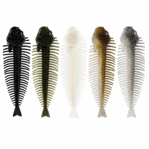 Leurre souple en silicone côtelé avec squelette pour la pêche en eau salée et douce (bar, truite, brochet) - Product Image 2