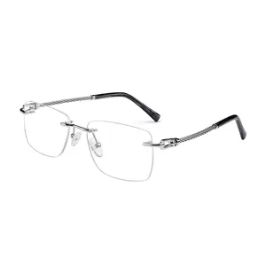 Latest Hot Sale Prescription Stainless Rimless Retro Eyeglasses High Quality Glasses For Men For Women