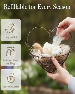 Decoraciones de Jardín, Nido de Pájaros Hecho a Mano con Fibra de Alpaca, Material para Nidos de Pájaros, Refugio de Invierno para Pájaros Silvestres - Product Image 6