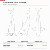 Sculpture de requin en acier inoxydable YOUFINE, poli miroir, art animal marin moderne pour la décoration de stations balnéaires et de régions côtières