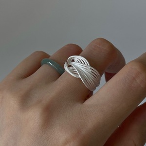S925 Pure Silver Minimalist Woven <b>Ring</b> Three-Dimensional Line Ins Layered Niche Irregular Geometric <b>Opening</b> Inlay Setting <b>Ring</b> - Product Image 1