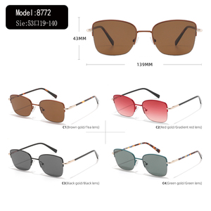 Lunettes de soleil unisexes à monture carrée en métal, verres dégradés, UV400, polarisées, style œil de chat, logo personnalisé - Product Image 3