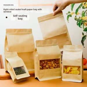 Bolsas de Papel Kraft con Cierre de Ocho Lados y Ventana Transparente, Bolsas para Alimentos con Base, para Envasar Nueces, Té y Aperitivos, con Logotipo Personalizado - Product Image 1