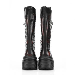 Botas de Plataforma con Diseño de Llamas, Estilo Gótico Oscuro, con Toques Metálicos, para Parejas, Color Negro - Product Image 4