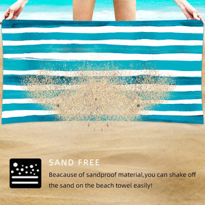 Toalla de Playa de Microfibra a Rayas, para Uso en Verano, Altamente Absorbente, Suave y Ligera; Directo de Fábrica - Product Image 2