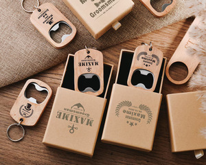 Paquete de 100 abridores de botellas personalizados con mango de madera, espacios en blanco para grabado láser, mezcla de 2 estilos para uso en bares, abridor promocional de metal - Product Image 4