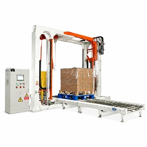 Machine de cerclage de palettes pour batteries au lithium industrielles, conception sécurisée pour l'atelier de production de batteries, opération d'emballage de palettes - Product Image 2