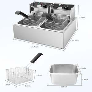 Electric Immersion Deep Fryer Triple Removable Basket Stainless Steel Adjustable <b>Thermostat</b> <b>Control</b> 5.5L Capacity Class Energy - Product Image 2
