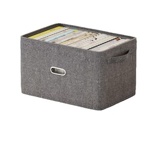 Fabric Storage Bin Rectangle Gray Beige <b>Large</b> Capacity Book Organizer Office <b>Desk</b> Drawer Mounted With Lid - Product Image 5