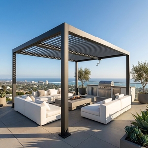 Pergola en aluminium sur mesure, <span class=keywords><strong>abri</strong></span> extérieur imperméable avec toit réglable pour jardin, patio, resort, balcon, motorisée - Product Image 1