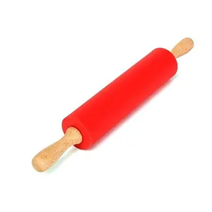 3 Pack Silicone Dough Roller Rolling Pins For Baking Pizza Cookie Tortilla With Wooden Handle Mini/Middle/Large Size