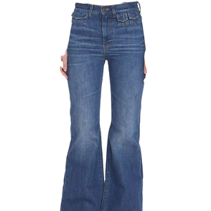 Jeans en denim rétro <span class=keywords><strong>chic</strong></span> pour <span class=keywords><strong>femme</strong></span> OEM ODM, <span class=keywords><strong>taille</strong></span> <span class=keywords><strong>haute</strong></span>, ourlet retroussé, décontracté, bleu, rose, <span class=keywords><strong>blanc</strong></span>, 3 couleurs au choix, logo sur la <span class=keywords><strong>taille</strong></span> - Product Image 1