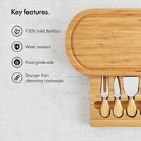 Planche à découper rectangulaire miniature personnalisable en bambou, ensemble de couverts monobloc, durable, compatible lave-vaisselle, tiroir dissimulé, 3,8 cm