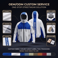 Veste à capuche personnalisée pour homme, color block bleu et blanc, avec poche poitrine zippée, coupe-vent, Techwear, Streetwear, Marque privée, Faible MOQ, OEM, ODM