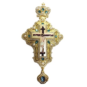 Mejor venta <span class=keywords><strong>ruso</strong></span> chapados en oro ortodoxa accesorios Ucrania Iglesia cruz Pectoral con personalizado piedras - Product Image 4